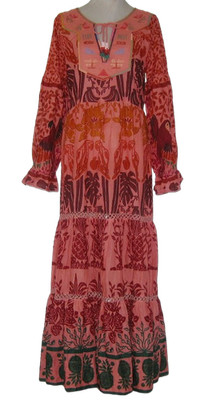 NWT FARM RIO Cotton Linen Blend AINIKA Print MACAWS Maxi Dress Women M MSRP$345