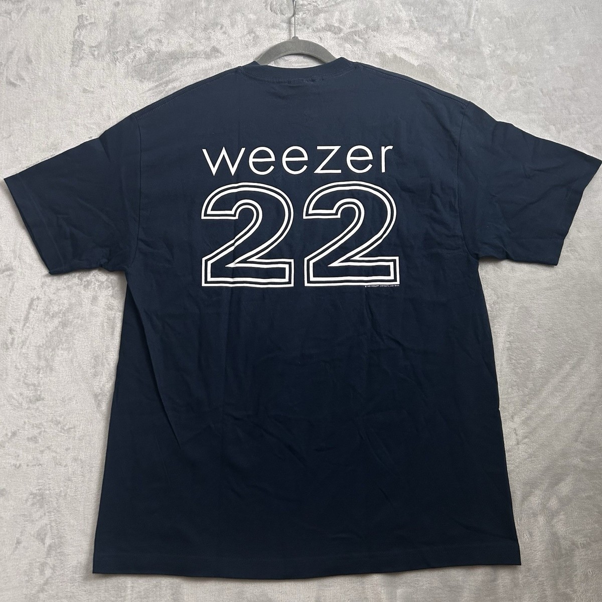 Vintage Weezer T-Shirt Mens XL Blue Cinder Block 2001 W22 Back Hit