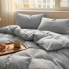Cotton Duvet Cover King,100 Cotton Waffle Weave Grey Duvet Covers King