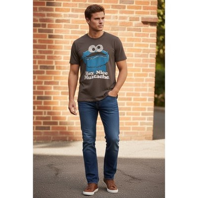 Sesame Street Cookie Monster Graphic Tee  Hey Nice Mustache  Size L