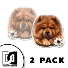 Red Chow Puppy Decal Dog Animal Chow Art Sticker Vinyl Novelty Made in USA 2PK
