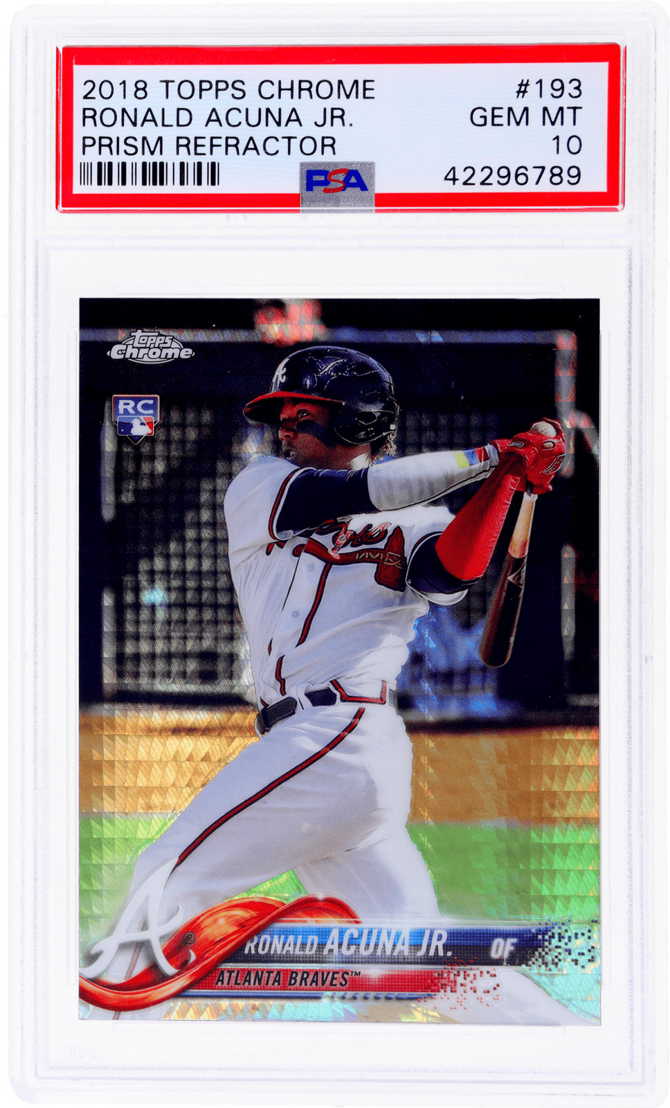 2018 Topps Chrome Ronald Acuna Jr. Prism Refractor #193 PSA 10 Rookie RC