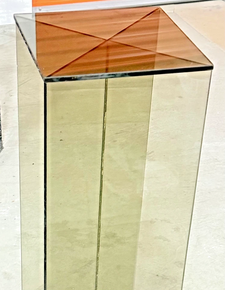 Mesa de pedestal cruzado MCM posmoderna de vidrio ahumado 37" estilo Paul Mayen años 70 Foto 4 de 4