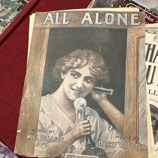 Harry Von Tilzer All Alone Sheet Music Voice Solo Will Dillon MPN 14170-3