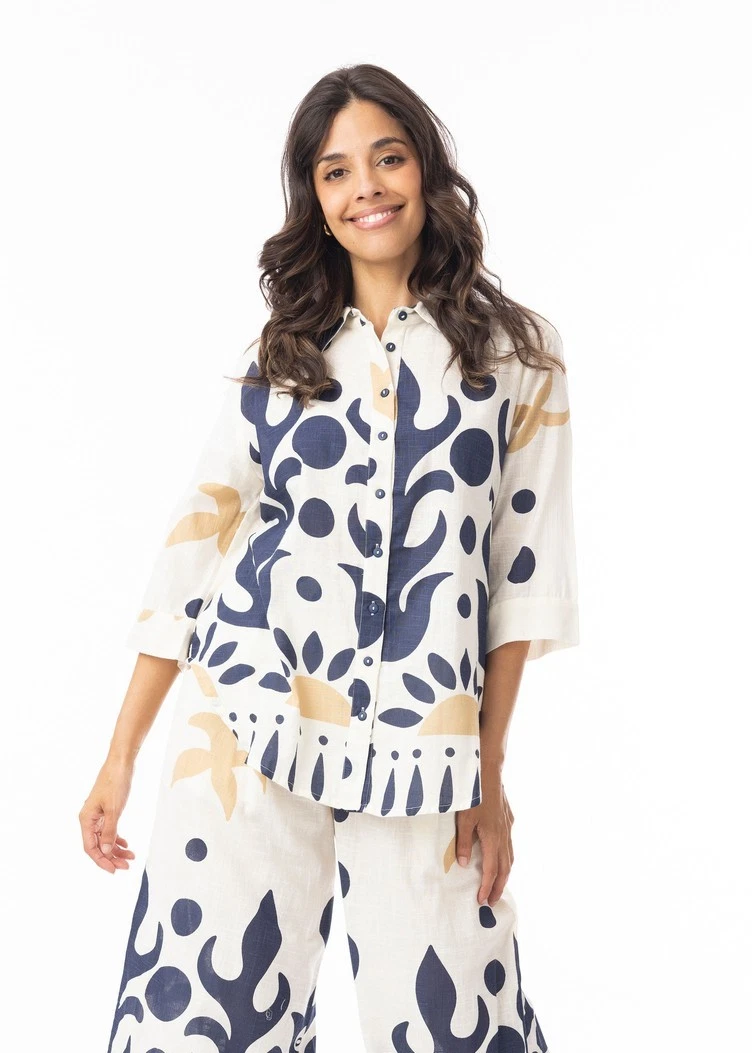 Orientique 42190 Multi Print Nazca Collared Shirt Original Price £66.00