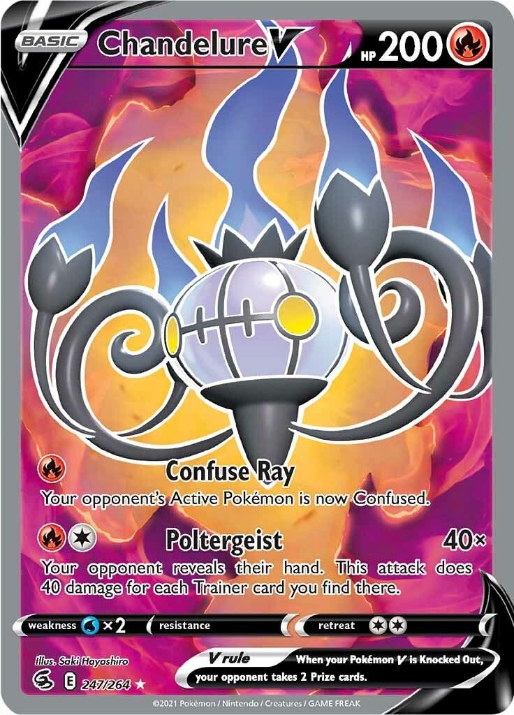 Pokemon Chandelure V (Full Art) Holofoil SWSH08 247/264 NM Ultra Rare EN