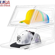 Stackable Hat Organizer Spacious Storage Sliding Tray Multi-Purpose Hats New