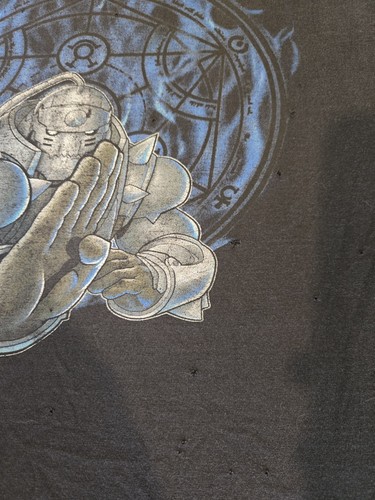 Vintage 00s Fullmetal Alchemist T Shirt Black Alphonse Elric Aime Tee Distressed - Picture 6 of 12