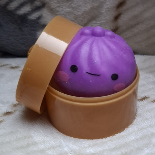 Purple Plastic Squeeze Ball Stress Reliever w/ Case Container, 2x2x2 in