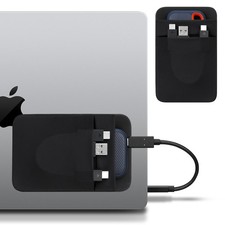 Portable Hard Drive Sleeve, 2-Pocket Adhesive Pouch for SSDs, Black