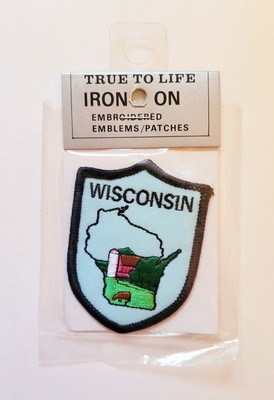 #ad Wisconsin Patch True to Life Iron On Souvenir New Sealed Free Shipping $7.20