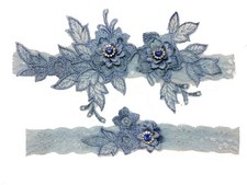 Blue Garter Belts  Garters - Bride's Thigh Garter Wedding Set