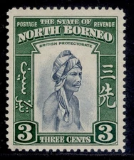 NORTH BORNEO GVI SG305, 3c slate-blue & green, M MINT.