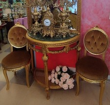 Coppia Di Sedie Stile Barocco In Foglia Oro