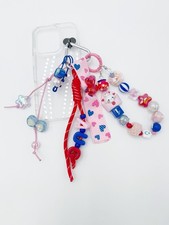 Authentic handmade mini figure Phone charm rhinestone accents