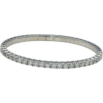Flexibler Armreif 14 Karat Weißgold VS runder Diamant 5,05 kt