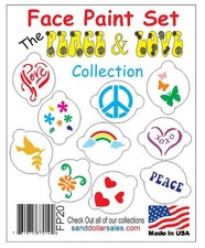 Face Paint Stencil Set Kit The Peace  Love Collection FP20