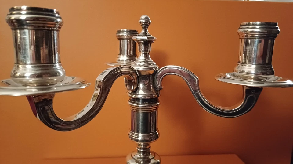 Chandelier Christofle Métal Argenté 3 Feux - Photo 4/4