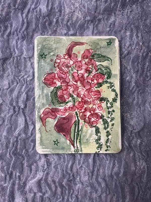 ACEO , Original Painting ‘ Flower ’ 2026 Collectible Card Nature Theme Modern