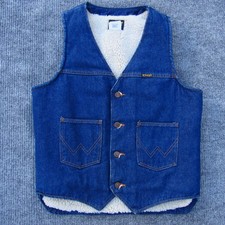 Vintage Wrangler Men's Sherpa Lined Denim Vest USA Size Medium EUC