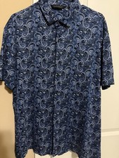 Mens Hart Schaffner Marx HartSoft Luxury Short Sleeve Shirt Blue Button Down XL