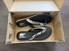 Sorel Ella II Thong Sandals Womens 8.5 Snake Print Flip Flop Beach White Black — photo 6