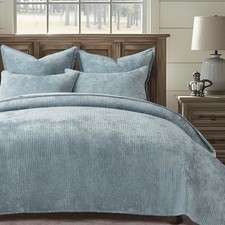 EverGrace Velvet Quilt Set Full Queen 90"x92" 3PC Channel Stitch Bedding NEW