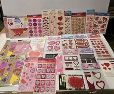 Valentine's Day Sticker  Cutout Lot 27 Packs Love Red Pink Hearts Scrapbooking