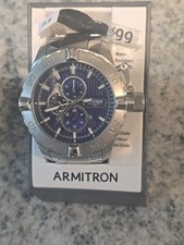 Armitron Men's 20/5199nvsv Multi-Function Dial Silver-Tone Bracelet Watch New