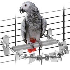 DBNESS Bird Perch for Cage, Stainless Steel Parrot Medium to Large, silvery