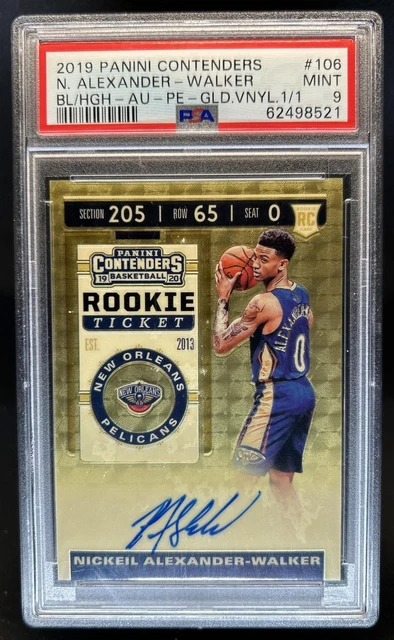2019-20 Contenders Nickeil Alexander-Walker Rookie Gold Vinyl Auto #1/1 PSA 9