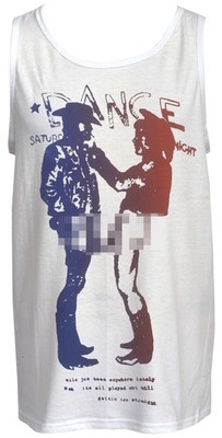 Herren Cowboys Seditionaries Tank Top 70s Punk Style Rot Blau Grafik