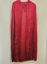Velvet Red Hooded Cape String Closure Halloween Costume Adult OS Party Cosplay