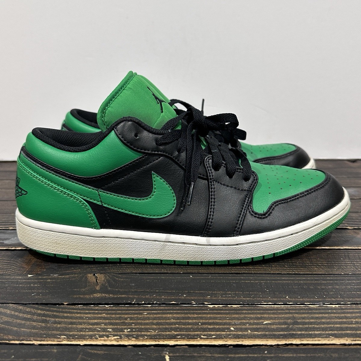 Nike Air Jordan 1 Low Black Lucky Green 553558-065 Men's Shoes