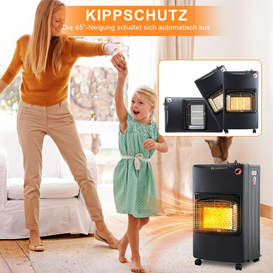 Gasheizung Heizgerät 4200W Gasheizer Heizstrahler Mit Rädern Infrarot Gasofen - Bild 4 von 4