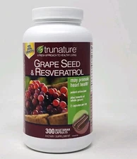 Trunature Grape Seed & Resveratrol, 300 Capsules Exp: 05/26