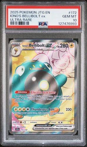 2025 POKEMON JTG EN-JOURNEY TOGETHER ULTRA RARE #172 IONO'S BELLIBOLT EX PSA 10