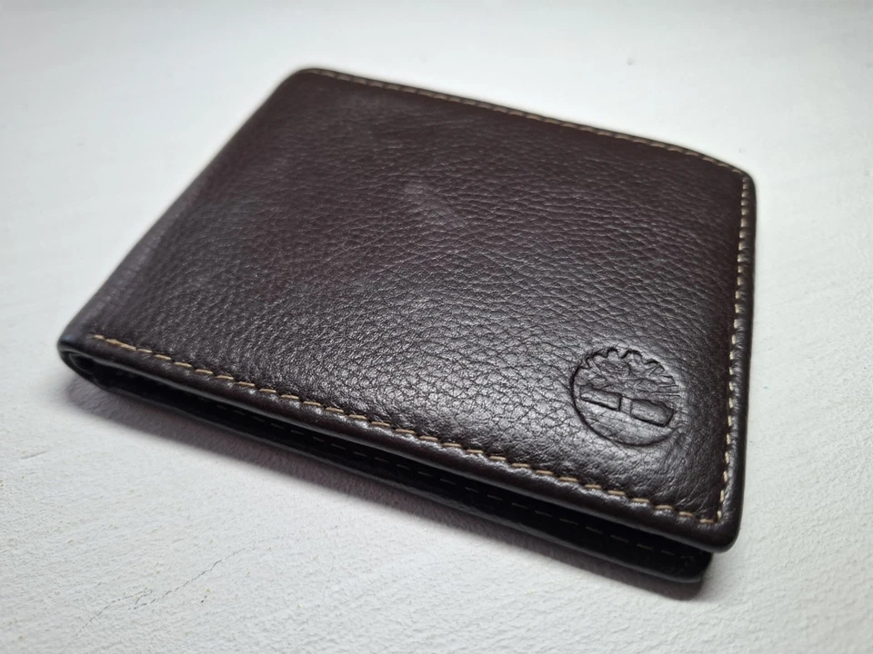 Timberland Brown Genuine Leather Wallet Bifold RFID safe Card Holder ID bag - Image 2 of 4