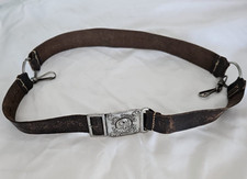 Vintage Girl Guides Association Leather Uniform Belt Ornate Buckle