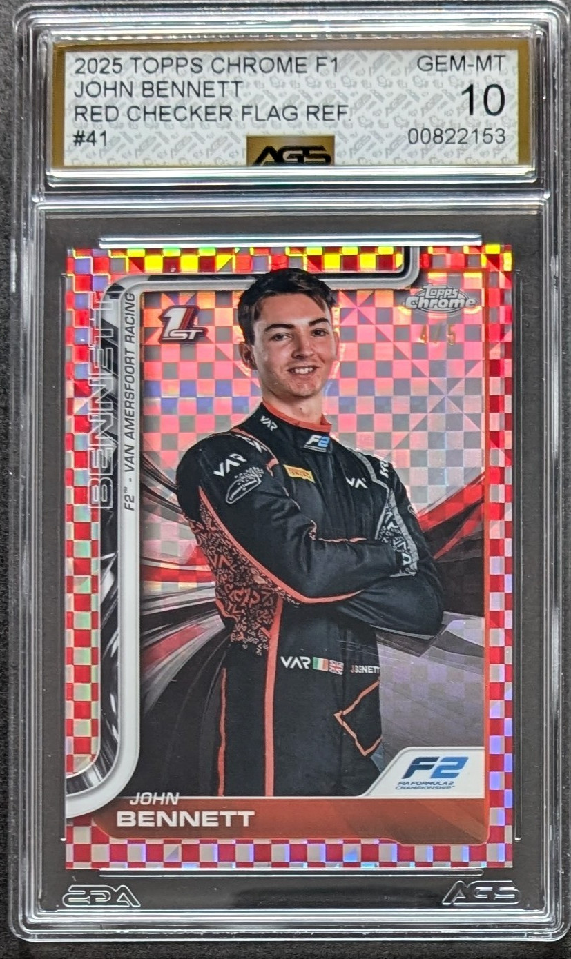 2025 Topps Chrome F1 John Bennett 4/5 Red Checker Portrait AGS 10 #41