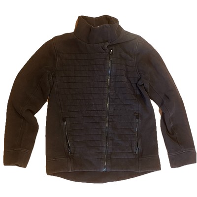 Lululemon Size 6 Fleece Asymmetrical Zip Moto Jacket Black Cotton