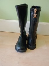 Girls Cute Tall Back Zipper Boots Size 12 12.5 Faux Leather