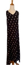 Sleeveless Knot Back black maxi dress a geometric Pattern Med Causal, Beach EUC