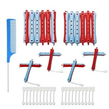 New 20pcs Perm Rods Plastic Hair Rollers Heatless Curlers Set with 1pc Rat Tail