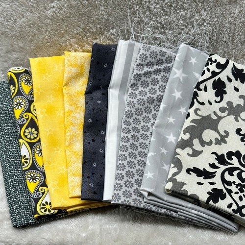 Fat Quarter "Sunshine in the Gray" 9-teiliges Quilt-Stoffpaket, gelb/schwarz - Bild 3 von 7