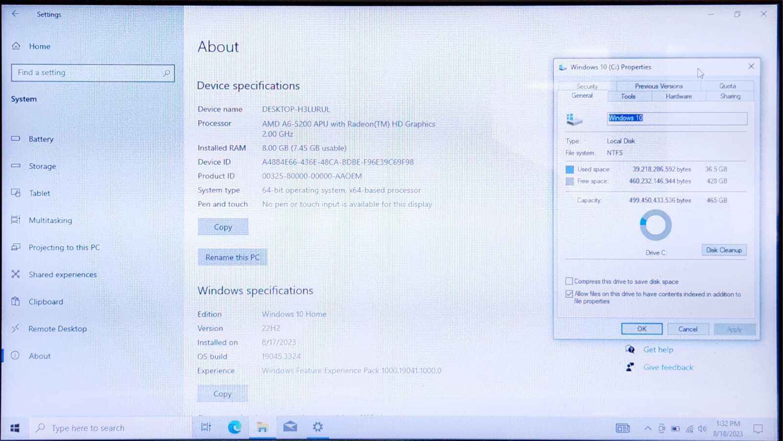 TOSHIBA SATELLITE C55D-A5333 | 500GB HDD | 8GB RAM | AMD A6-5200 2.00GHz | 15.6" - Picture 9 of 10