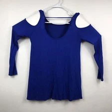 Acemi Women's Blue Long Sleeve Rayon Spandex Bare Shoulder Top - Size S