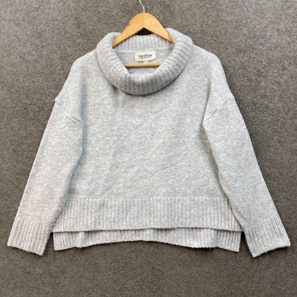 Carolina Jumper Womens S/M Grey Knit Roll Neck Sweater Pullover 48021