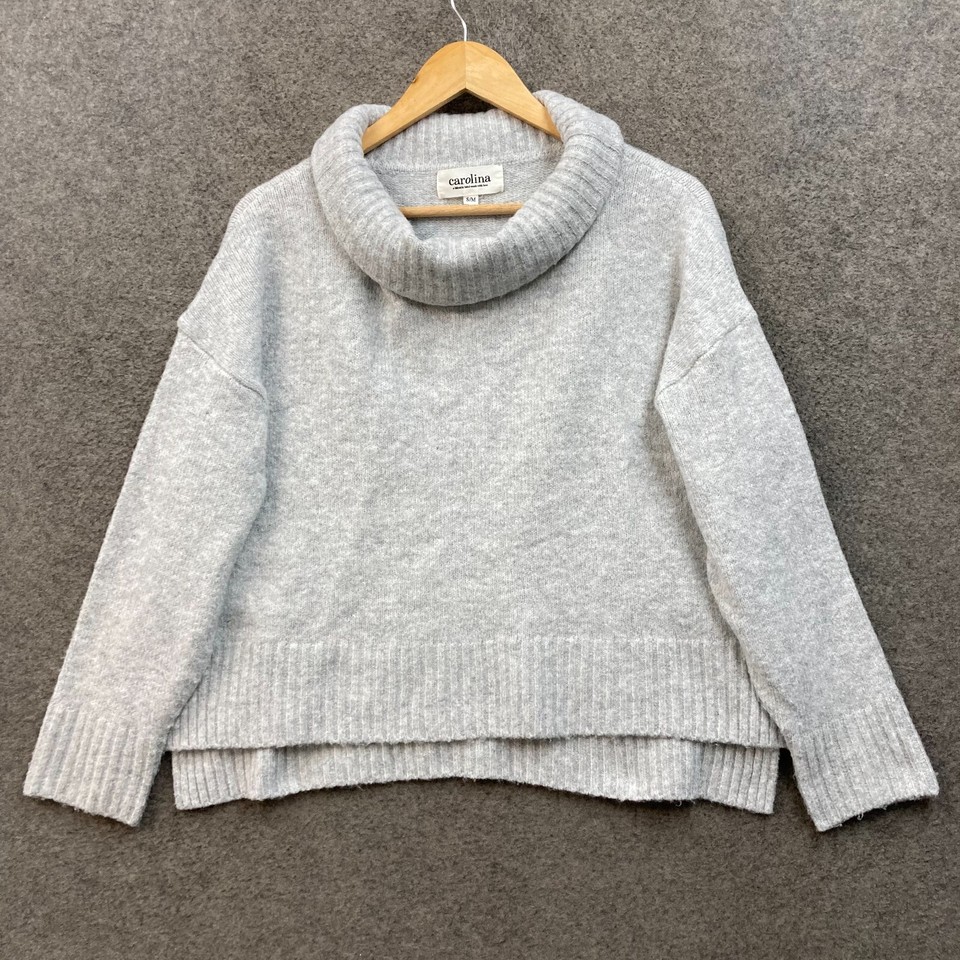 Carolina Jumper Womens S/M Grey Knit Roll Neck Sweater Pullover 48021