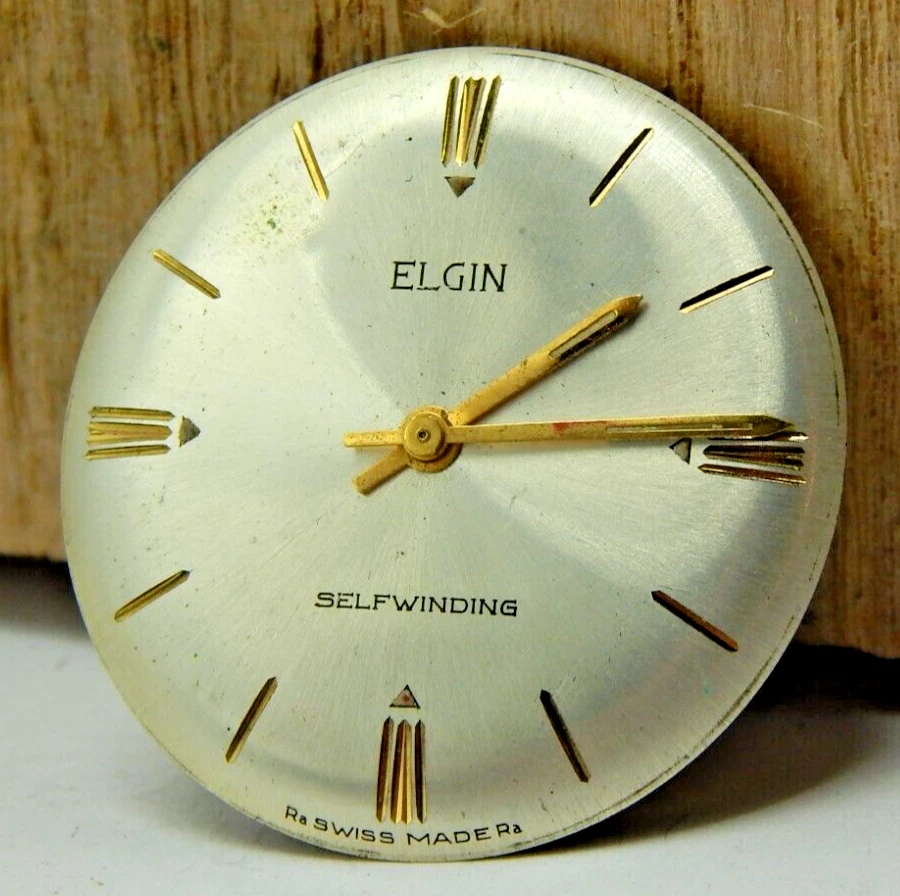 Vintage Elgin 848 17 jewel automatic men's watch movement with dial and hands - Image 4 of 4
